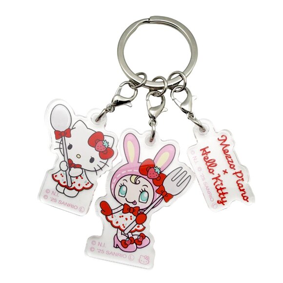 Sanrio Accessories - NEW Mezzo Piano X Hello Kitty Spoon & Fork 3PC Acrylic Keychain